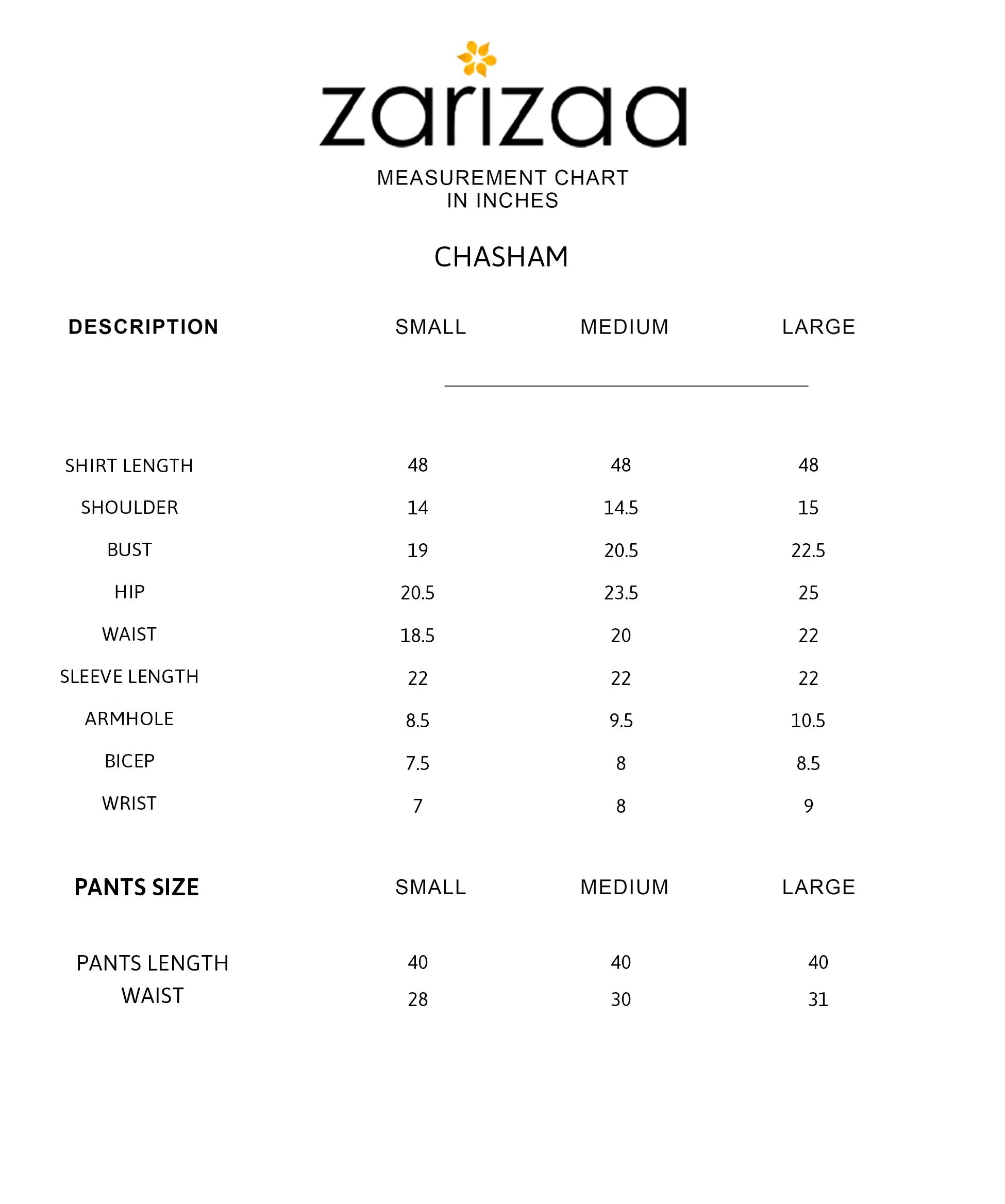 Size Chart