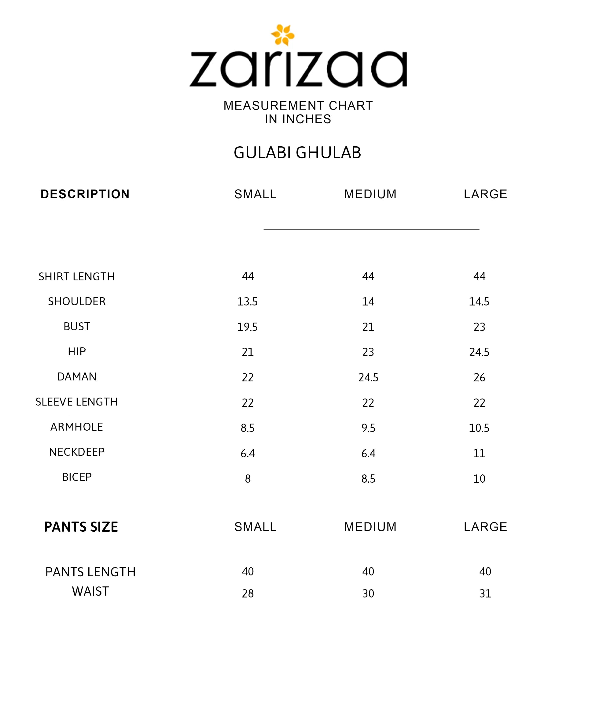 Size Chart