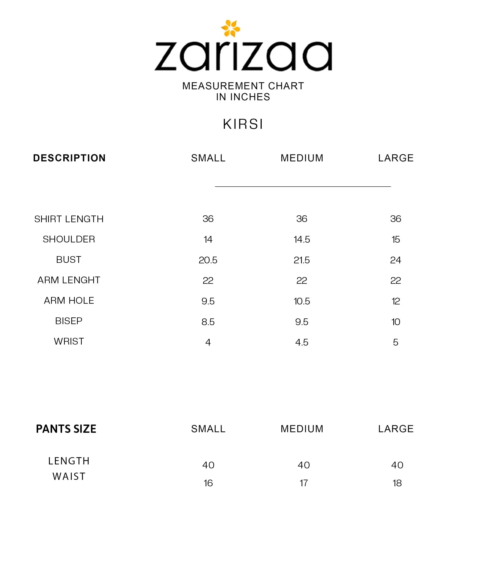 Size Chart