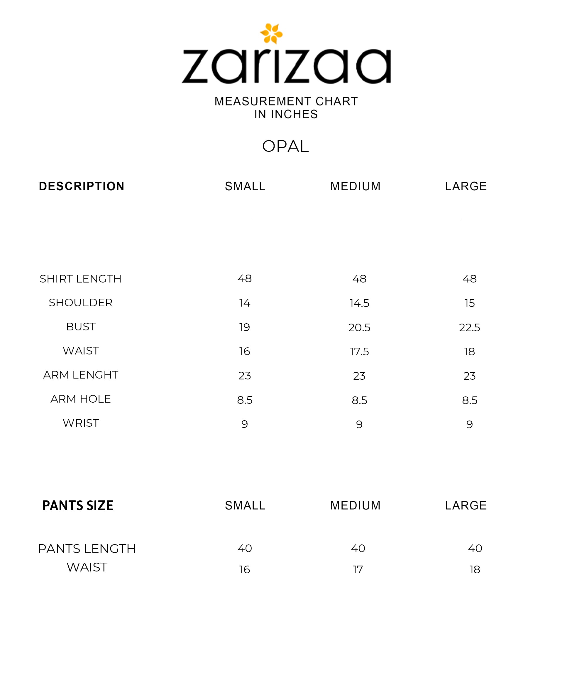 Size Chart