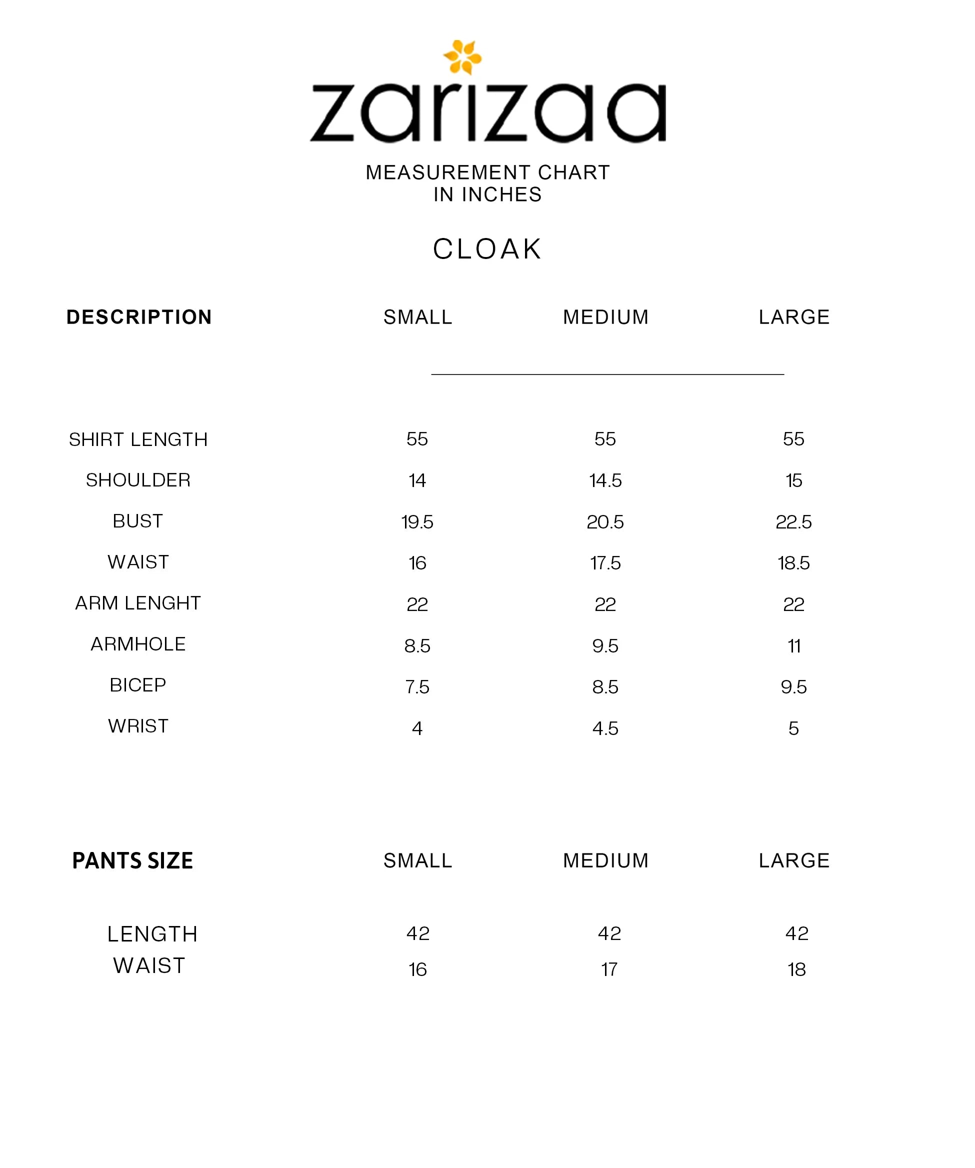 Size Chart