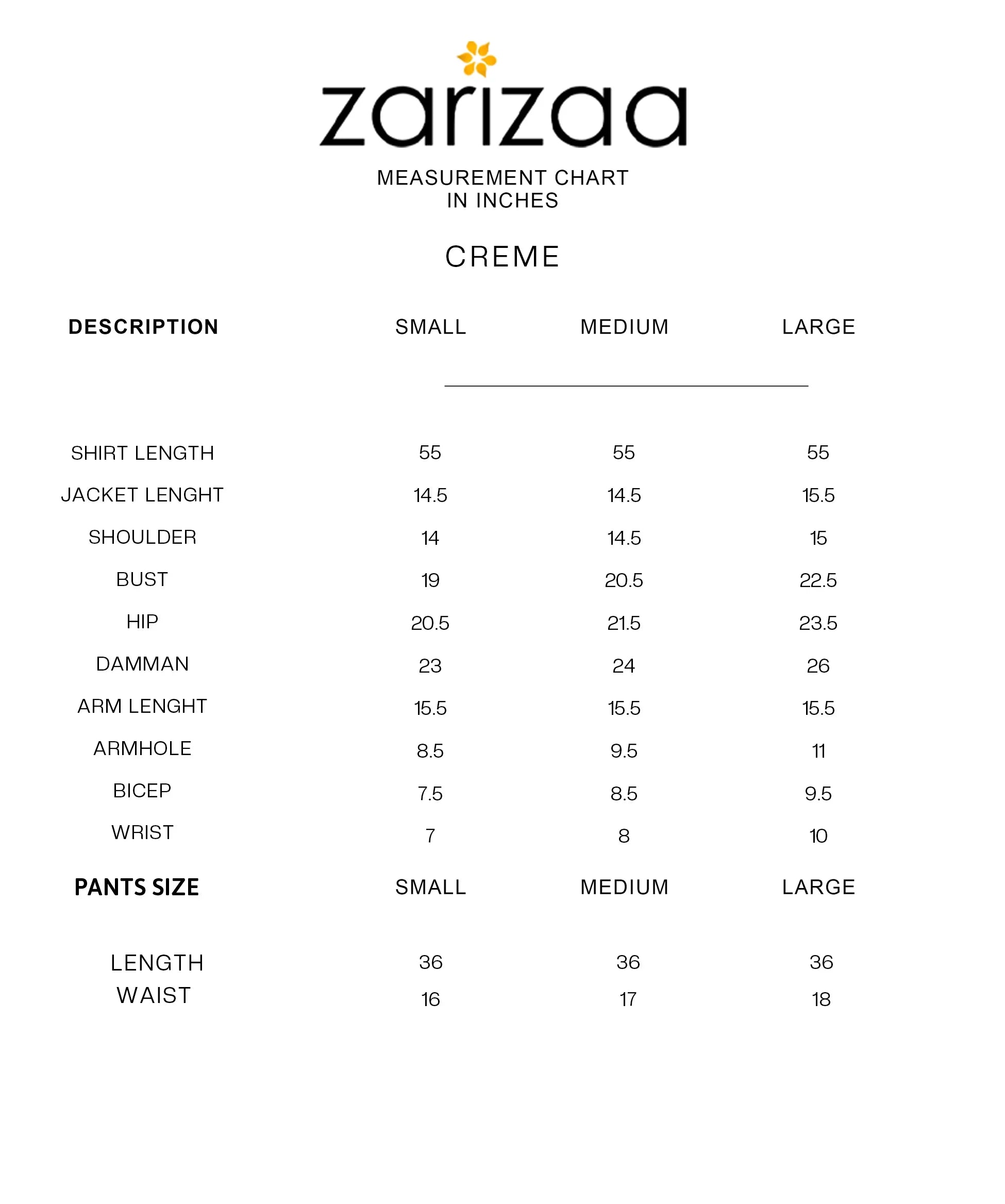 Size Chart