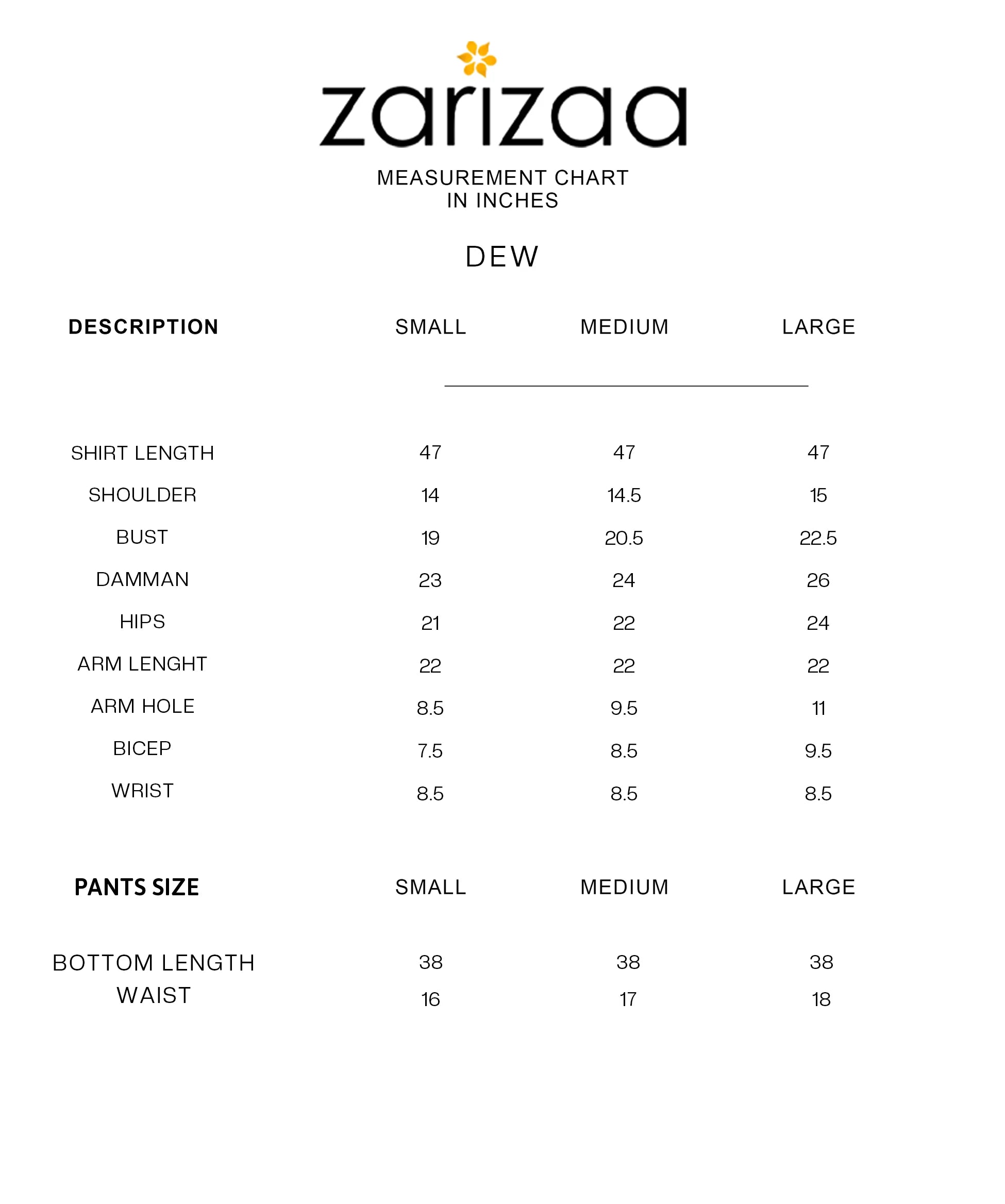 Size Chart