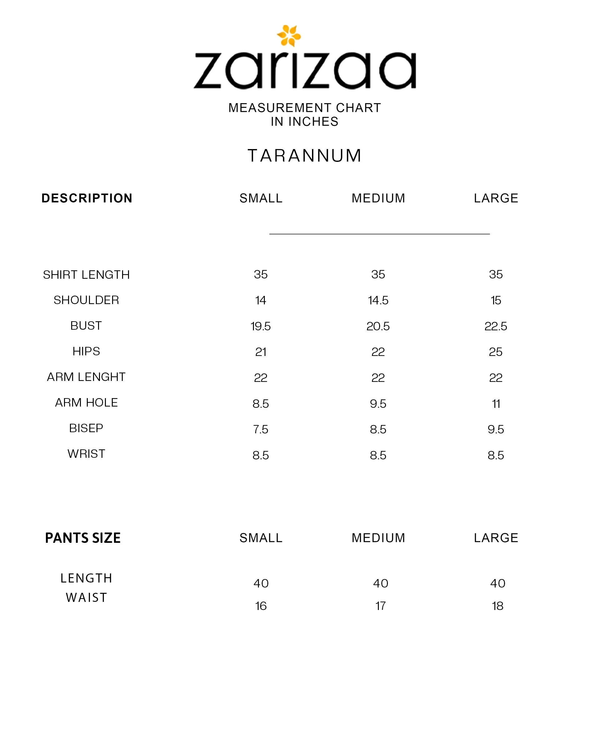 Size Chart