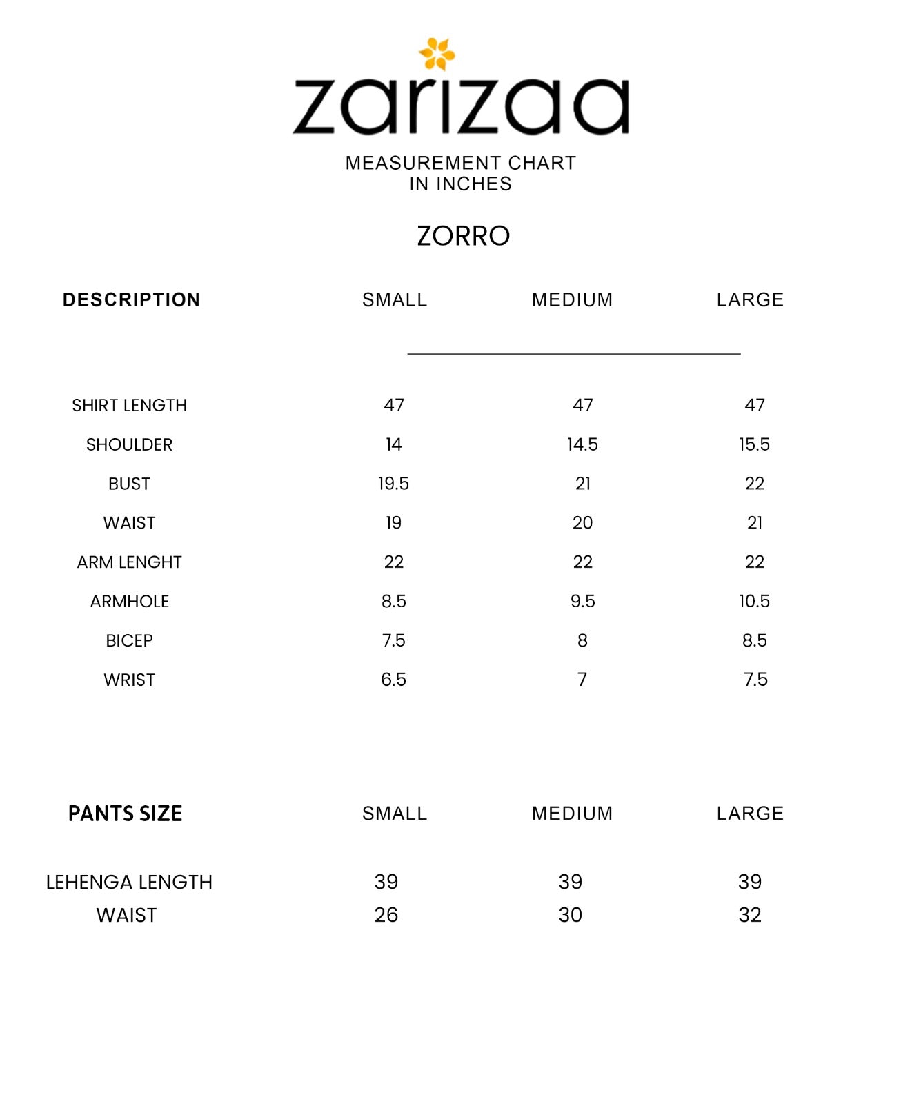 Size Chart