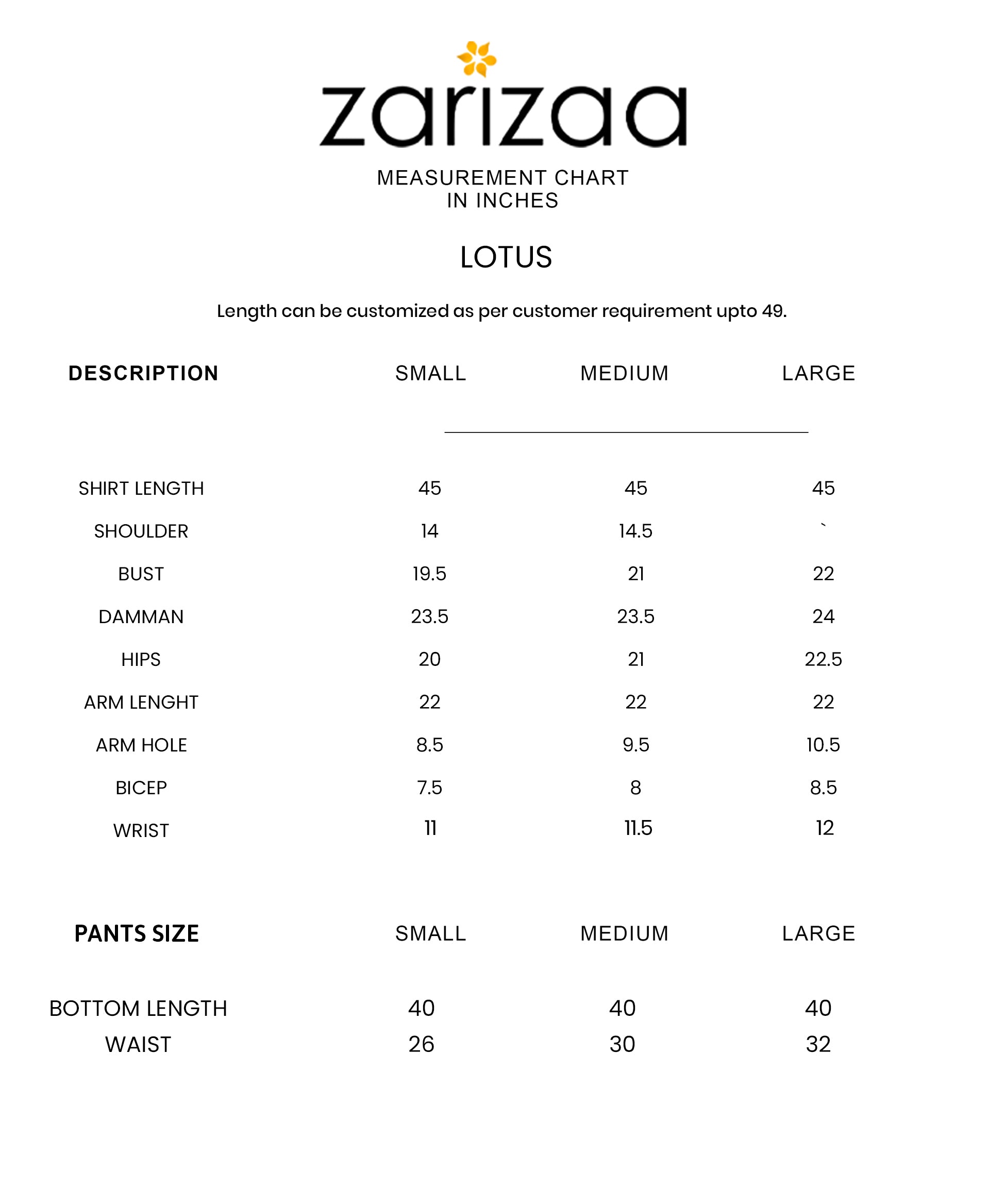 Size Chart