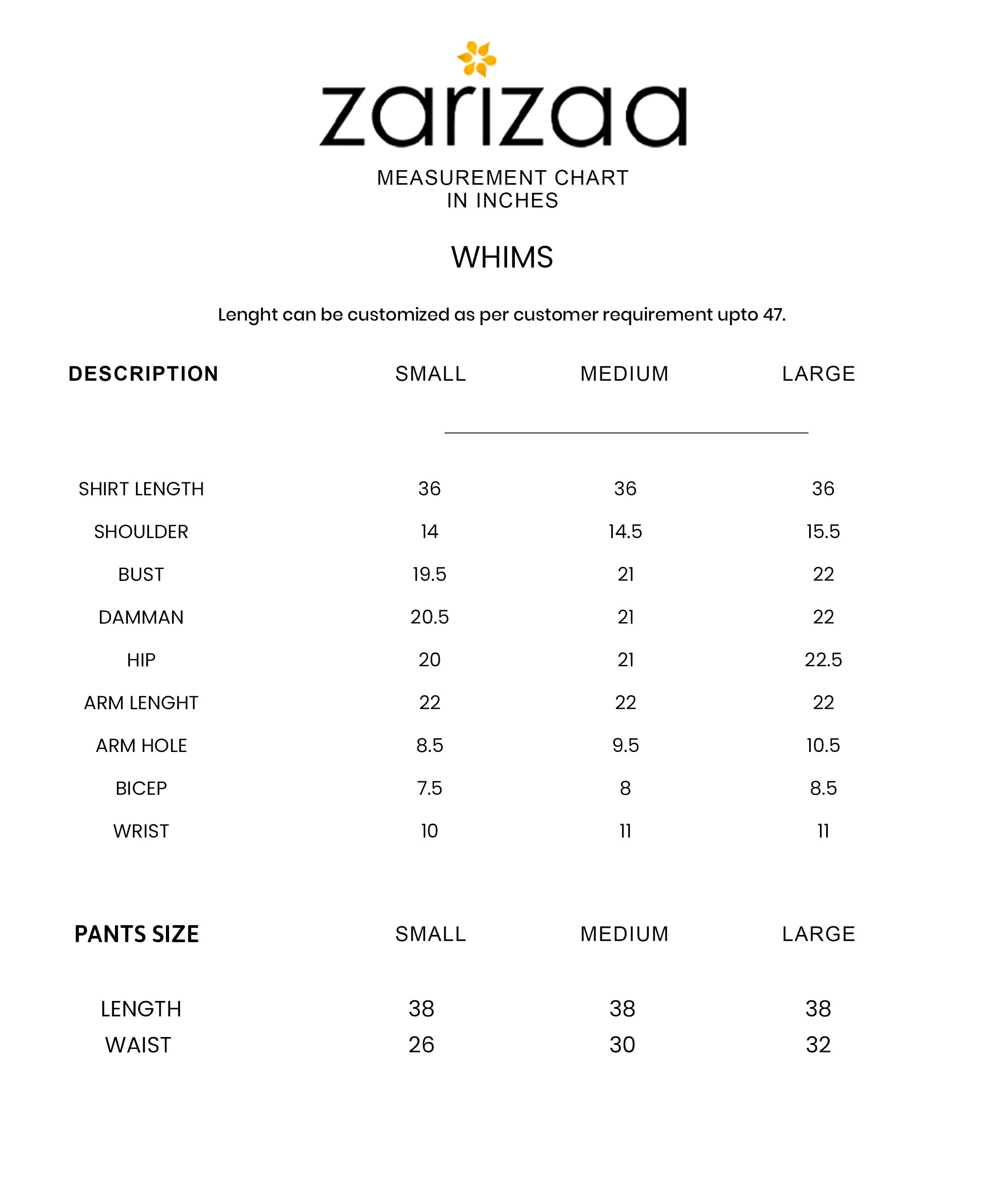 Size Chart